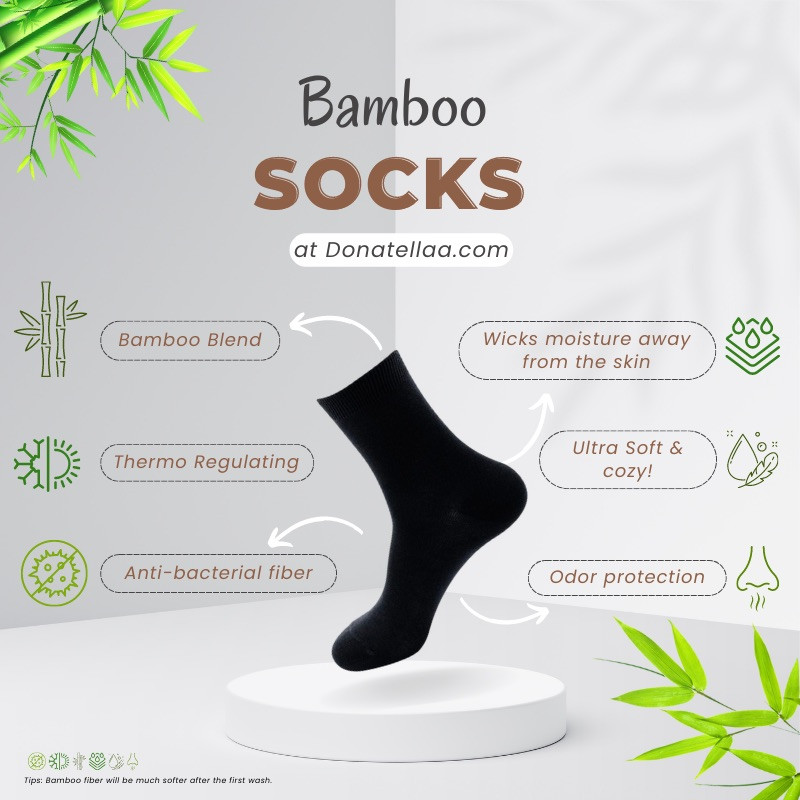 Unisex Anti-Odor EU 38-45 Bamboo Socks Super Soft Premium 4 Pairs
